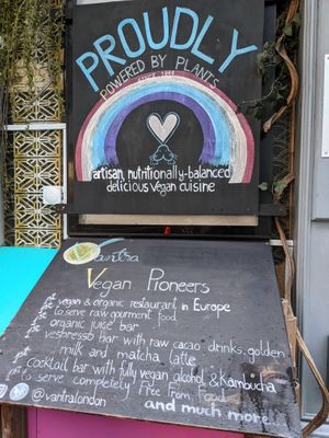 Signage at Vantra Vegan in London