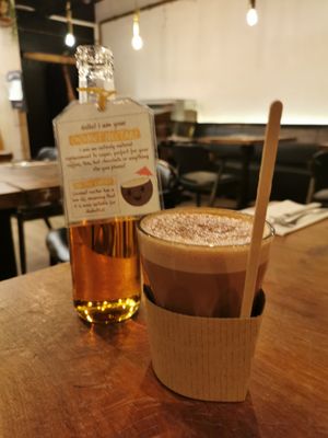 Mocha latte at Vantra Vegan in London