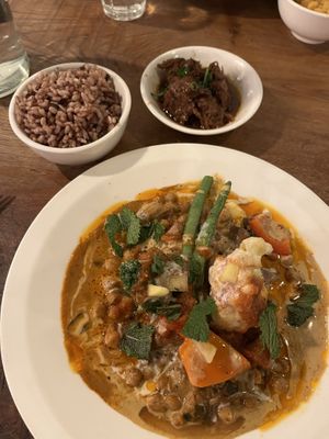 Exotic Curry with Soya Lamb and Rice  at Vantra Vegan in London