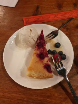 Vanilla raspberry cake at Vantra Vegan in London