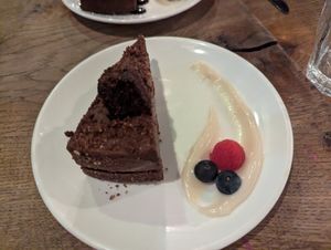 Brownie cake at Vantra Vegan in London