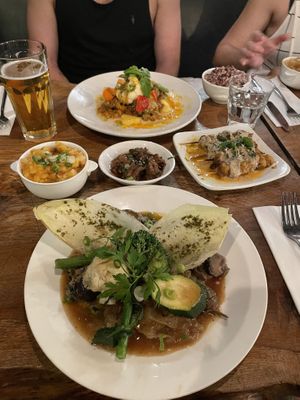 Main dishes: Curry, Magical mushrooms / Sides: Lamb and chicken  at Vantra Vegan in London