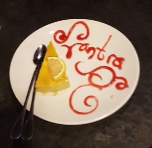 Super delicious lemon coconut cheezecake  at Vantra Vegan in London