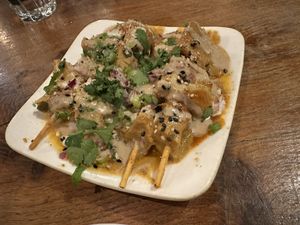 Chicken satay   at Vantra Vegan in London