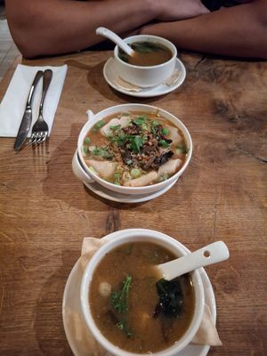 Soup with miso, mushrooms and seaweed at Vantra Vegan in London