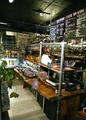 The buffet and counter  at Vantra Vegan in London