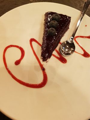 Cherry tart at Vantra Vegan in London