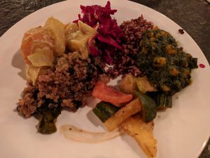 Dinner selection at Vantra Vegan in London