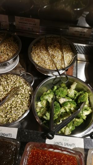 raw salad bar at Vantra Vegan in London