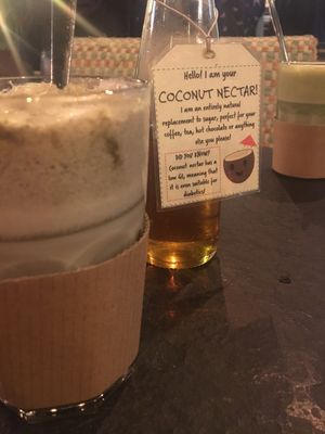 Post dinner lattes!  at Vantra Vegan in London