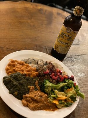 Dinner and apricot beer at Vantra Vegan in London