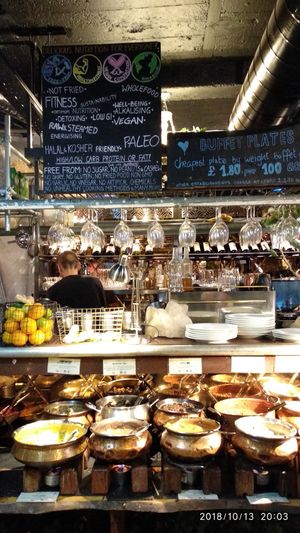 The hot dishes with ingredients list at Vantra Vegan in London