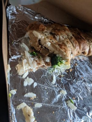Vegan chicken broccoli boli at Stromboli's Restaurant in Rochester