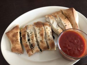Veggie boli with vegan cheese  at Stromboli's Restaurant in Rochester
