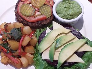 Yummy Veggie burger at Green Papaya in Tamarindo