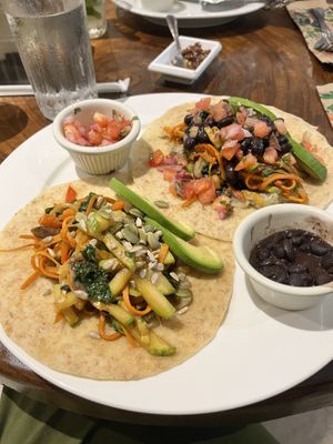 Vegan veggie tacos   at Green Papaya in Tamarindo