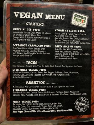 Starters  at Green Papaya in Tamarindo