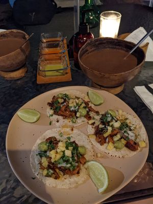 Tacos with mushrooms at Cafe Jade in Palenque