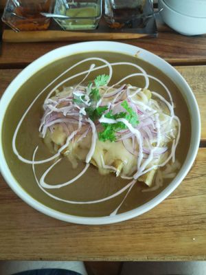 Enchiladas con soya - veggy at Cafe Jade in Palenque