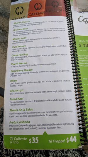 great tea range at Cafe Jade in Palenque