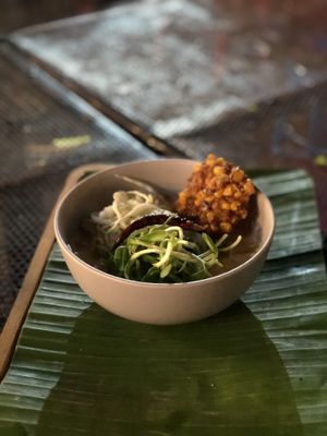 Their vegan Tom yum  at V Secret Street Food - Food Stall in Chiang Mai