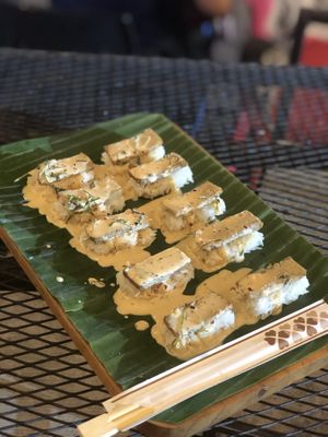 Nigiri vegan tofu-mushroom sushi at V Secret Street Food - Food Stall in Chiang Mai