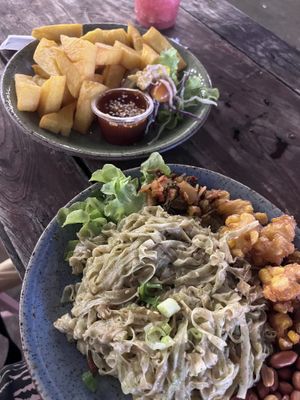 Tofu fries and noodles  at V Secret Street Food - Food Stall in Chiang Mai
