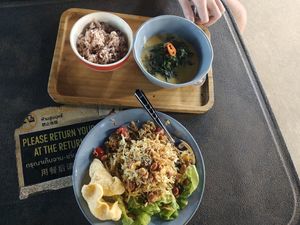 Above is the tempeh-spinach curry at V Secret Street Food - Food Stall in Chiang Mai