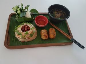 mushroom volcano rice and croquette at V Secret Street Food - Food Stall in Chiang Mai
