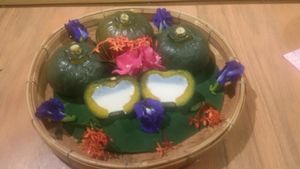 Pumpkin almond pudding served in mini pumpkin at V Secret Street Food - Food Stall in Chiang Mai