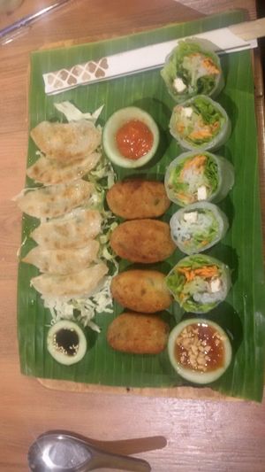 gyozas croquettes and spring rolls at V Secret Street Food - Food Stall in Chiang Mai