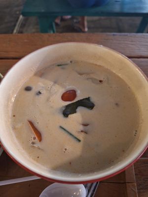 Vegan tom yum mushroom soup at V Secret Street Food - Food Stall in Chiang Mai