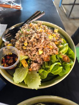 Brown Fried Rice with Tofu at V Secret Street Food - Food Stall in Chiang Mai