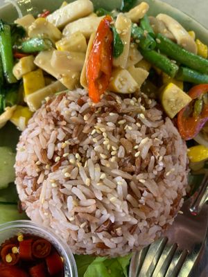 Apartheid-free ผัดกะเพราเต้าหู้กับข้าว ⚖️🇵🇸🗝️🇵🇸🇹🇭🇵🇸👩🏽‍🍼🌏🇵🇸 at V Secret Street Food - Food Stall in Chiang Mai