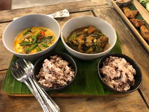 Red curry (left) and chiang mai curry (right) at V Secret Street Food - Food Stall in Chiang Mai