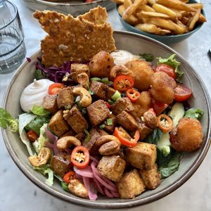 Vege salad bowl with double tofu  at Cafe & Bar 21 in Rovaniemi