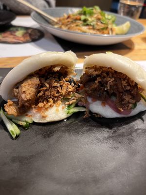 Spicy teriyaki vegan ‘chicken’ buns  at Wagamama - Cardinal Place in London