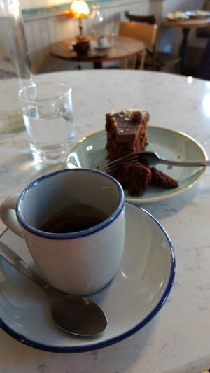 cake and coffee at Henderson's Restaurant in Edinburgh