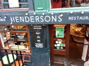 One of the entrances. at Henderson's Restaurant in Edinburgh
