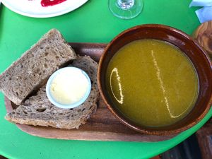 Broccoli cheddar soup. at Henderson's Restaurant in Edinburgh