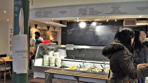 Salad Bar and Menu Board at Henderson's Restaurant in Edinburgh
