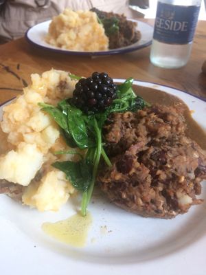 Vegan haggis and mashed turnip & potatoes at Henderson's Restaurant in Edinburgh