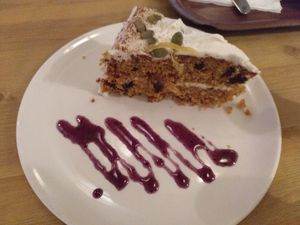 Carrot cake at Henderson's Restaurant in Edinburgh