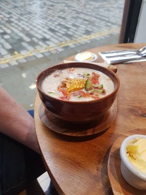 Cauliflower soup at Henderson's Restaurant in Edinburgh