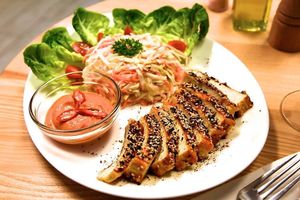 pricy tofu  and coleslaw at BioBar Vitarian in Bratislava