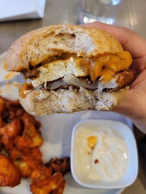 Chicken friend tofu with buffalo cauliflower and garlic dip at Parka Food Co. in Toronto