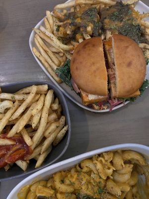 Poutine, Buffalo Tofu Burger, Mac n Cheese  at Parka Food Co. in Toronto