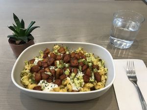 Potato burger mac & cheese at Parka Food Co. in Toronto
