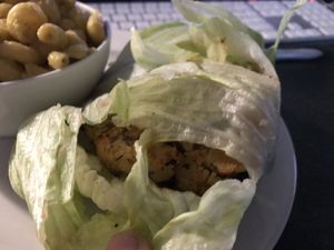 Cauliflower Steak on lettuce  at Parka Food Co. in Toronto