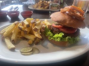 Beyond burger  at Trivio Resto Bar in Huaraz